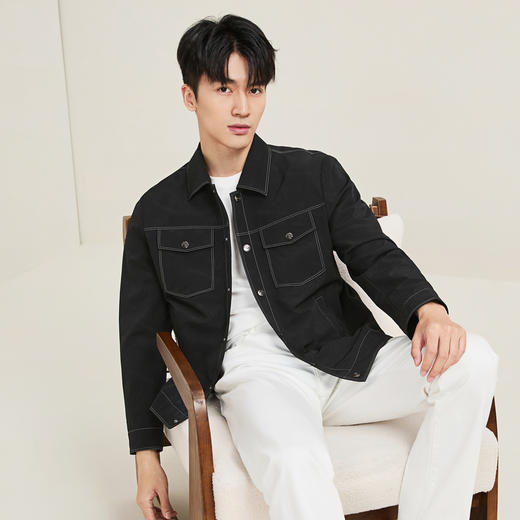 【工装满印茄克】柒牌男装翻领夹克2025秋季新款印花工装休闲茄克129K70390 商品图1