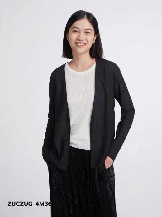 2楼素然薄透华夫格V领开衫吊牌价895 商品图0