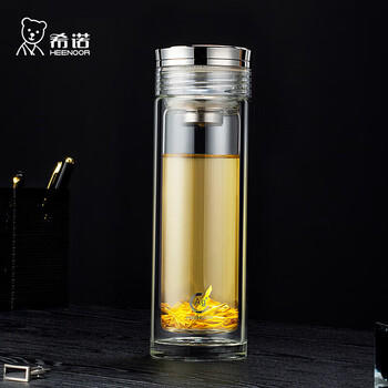 希诺抗菌玻璃杯高档商务水杯男送礼办公过滤泡茶杯子XN-7052K 300mL /厨具 /水具 /玻璃杯 商品图0