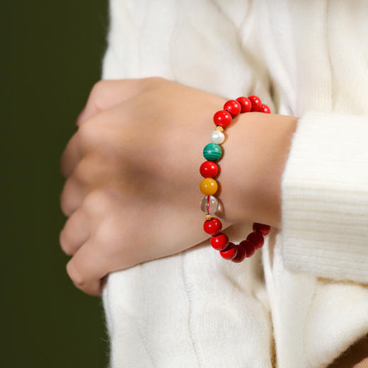 【非遗好物】浓郁贵气的朱砂手串贵州正品朱砂高含量水飞砂 商品图0