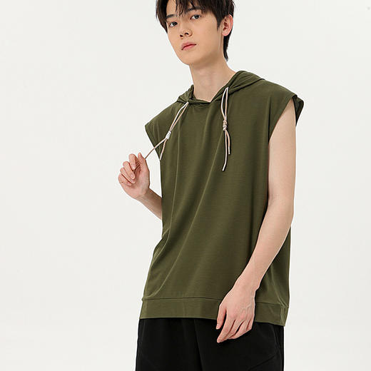 【DSK】大依优型大码连帽背心休闲运动宽松短袖T恤无袖背心加大码宽松上衣男士 商品图2