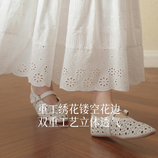 【严选】诗凡黎白色纯棉优雅花边半身裙2025秋新款经典显瘦时尚百搭A字裙7G7140651 商品图2