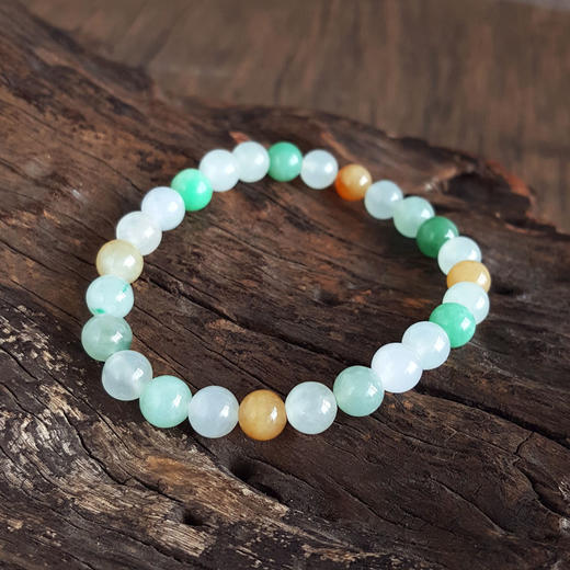 【天然正品】A货翡翠天然细腻约6.8MM福禄寿糯冰种翡翠圆珠手串6.8MM（皆取最大值）女士现售价：1380特价！310325AH68 商品图3