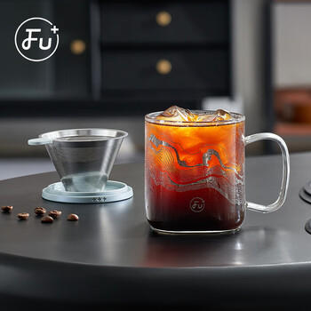 富光FU+玻璃杯 高硼硅玻璃咖啡杯 茶水分离泡茶杯子 办公室带盖水杯 商品图4