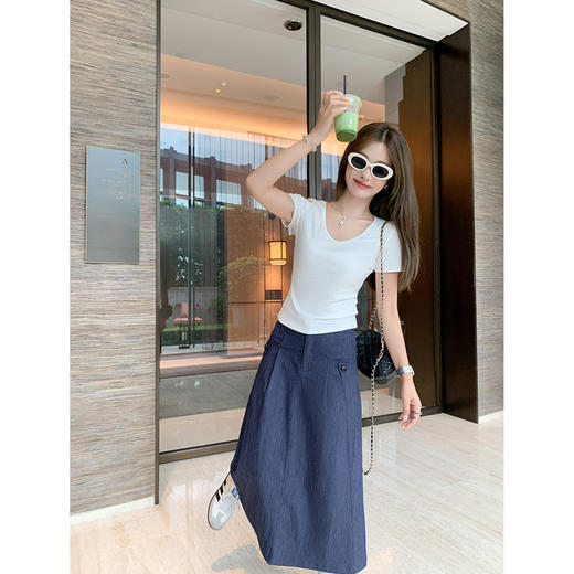 【189元任选2件】最后一波现货！纯色牛仔蓝高腰百搭半身裙 商品图5