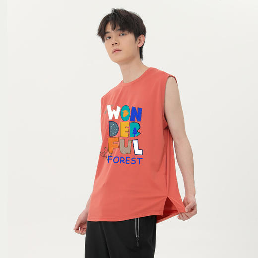 【冰氧棉】【DSK】大依优型大码印花背心休闲运动宽松短袖T恤无袖背心加大码宽松上衣男士 商品图1