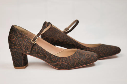 香云纱圆头平头高跟鞋 商品图2