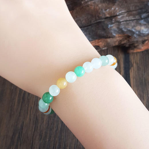 【天然正品】A货翡翠天然细腻约6.8MM福禄寿糯冰种翡翠圆珠手串6.8MM（皆取最大值）女士现售价：1380特价！310325AH68 商品图6