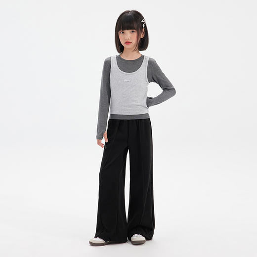 【果冻弹·真两件T恤】植木童装2025新款秋季女童中大童背心长袖T恤 商品图5