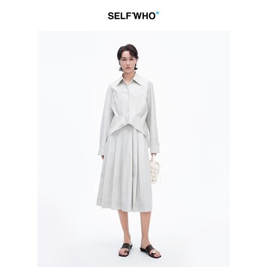 SELFWHO欧若风纯棉衬衫女新款通勤宽松薄款透气前短后长衬衣 商品图2