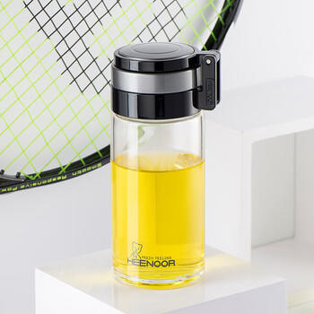 希诺单层玻璃杯大容量便携提环运动水杯男过滤泡茶杯子XN-9075 530mL 商品图4