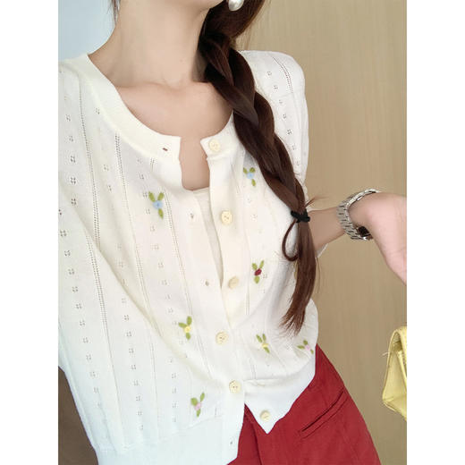 <曾小咸推荐>法式刺绣针织开衫设计感外套女 商品图3