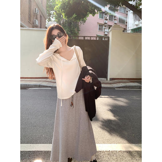 <曾小咸推荐>设计感两穿系带显瘦长袖T恤女 商品图1