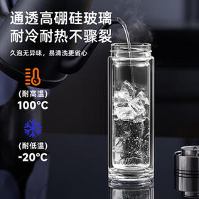 富光抗菌玻璃杯双层高硼硅泡茶杯子茶水分离杯高档车载水杯男京东限定