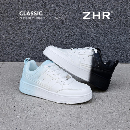 ZHR男女同款小白鞋情侣款夏季穿搭新2025渐变厚底软底学生板鞋 商品图0