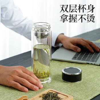 富光抗菌玻璃杯 双层高硼硅泡茶杯子 茶水分离杯 车载水杯男女士400ml 商品图1