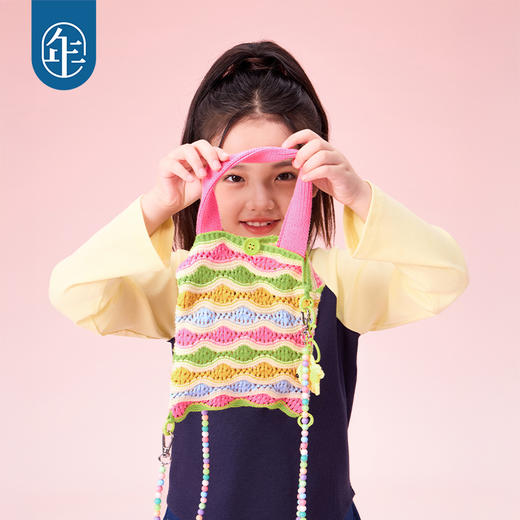 【花火虹心针织包】年衣儿童双肩包25年秋季新款原创撞色针织包 商品图0