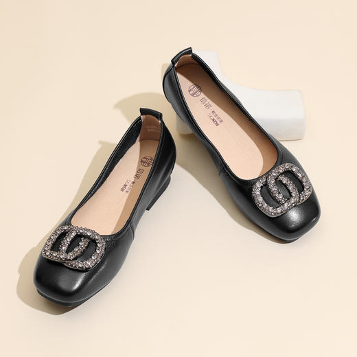 信诺2025春季新款真皮妈妈鞋舒适单鞋软底百搭洋气小皮鞋女鞋5Q1629-19 商品图1