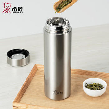 希诺抗菌保温杯316L不锈钢茶杯带滤网商务车载水杯XN-9606K本色 480mL 商品图3