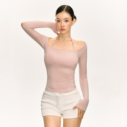 Ariseism 美式设计感假两件长袖T恤女春季新款打底修身短款上衣 商品图4