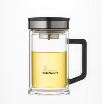 希诺（HEENOOR）双层玻璃杯带把手高档泡茶杯子男家用办公透明水杯XN-9005 420mL /厨具 /水具 /玻璃杯 商品图3