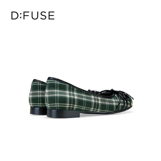 Dfuse迪芙斯2025秋季新款华夫饼法式浅口单鞋复古格纹蝴蝶结芭蕾鞋平底鞋DFD3111018 商品图8