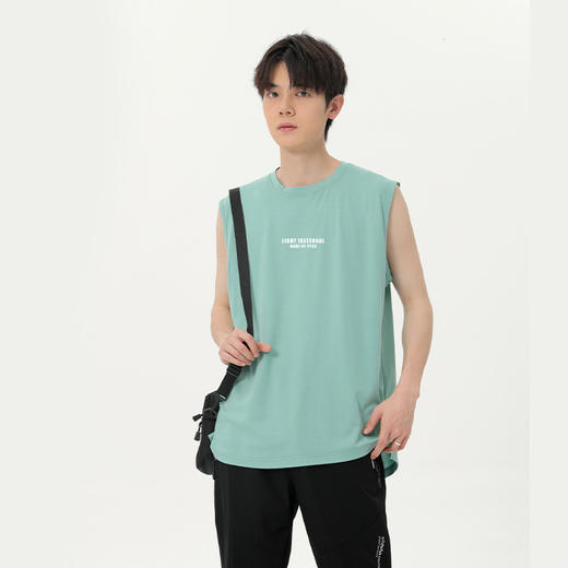 【冰氧棉】【DSK】大依优型大码印花背心休闲运动宽松短袖T恤无袖背心加大码宽松上衣男士 商品图2