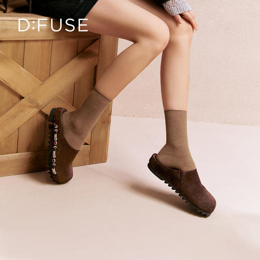 〖章若楠同款〗Dfuse迪芙斯2025秋季新款软欧包简约复古外穿鞋勃肯鞋懒人一脚蹬包头凉拖DFD3110058 商品图4