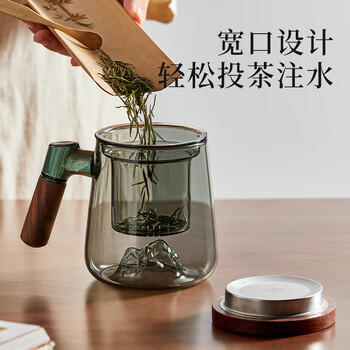 富光泡茶杯茶水分离高硼硅玻璃杯办公室喝茶水杯子花茶杯公道杯500ml 商品图5