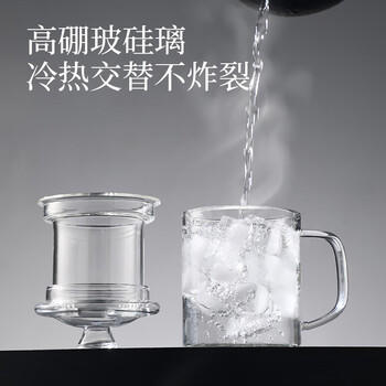 富光泡茶杯茶水分离玻璃杯办公室喝茶杯子男士个人花茶杯水杯公道杯 商品图6
