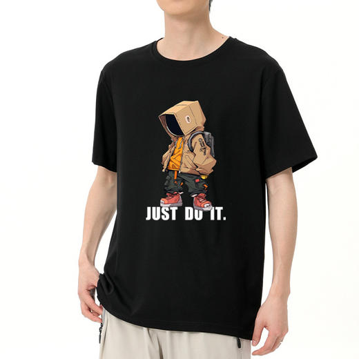 【冰氧棉】【DSK】大依优型大码短袖T恤潮牌设计感字母印花圆领加肥加大百搭体恤男士胖子上衣 商品图0