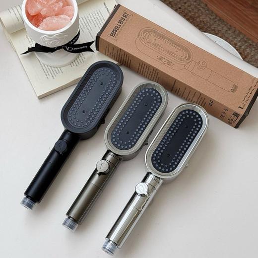 SOOKIE 增压花洒 极光银/曜石黑/钛金灰 三种颜色可选；三档增压 加宽瀑布水幕，全身瞬间包裹，内置加厚滤芯，1秒除氯净化；纳米级细腻水雾，超爽洗澡体验 商品图10