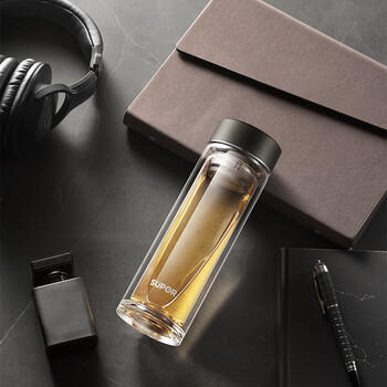 苏泊尔（SUPOR）双层玻璃杯茶水分离办公泡茶杯男女出行车载水杯 送礼礼盒装 商品图7