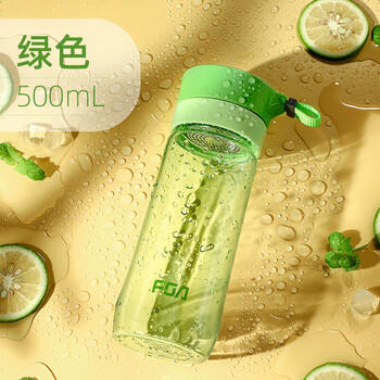 富光户外男女运动水杯塑料水杯便携学生杯子耐摔泡茶隔提绳绿色500ml /厨具 /水具 /塑料杯 商品图5