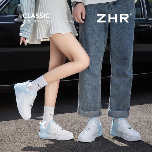 ZHR男女同款小白鞋情侣款夏季穿搭新2025渐变厚底软底学生板鞋 商品图3