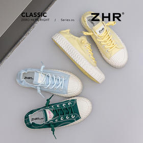 ZHR一脚蹬饼干鞋2025夏新款蓝色厚底帆布鞋韩版小众免系带板鞋女