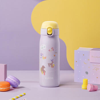 苏泊尔大容量儿童学生户外便携不锈钢保温水杯子450mL俏皮紫KC45FR22 /厨具 /水具 /保温杯 商品图2