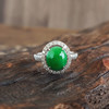 【天然正品】A货翡翠AU750白金镶钻镶天然细腻糯种满绿蛋面翡翠戒指8.6*7.3MM（皆取最大值）11号（戒圈可改）女士现售价：3880！090425AH61 商品缩略图5