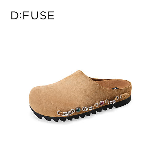 〖章若楠同款〗Dfuse迪芙斯2025秋季新款软欧包简约复古外穿鞋勃肯鞋懒人一脚蹬包头凉拖DFD3110058 商品图6