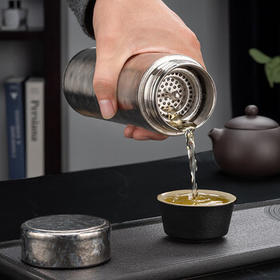 希诺（HEENOOR）保温杯钛杯高档商务车载水杯男过滤泡茶杯子XN-T311沁雪银 340mL /厨具 /水具 /钛杯