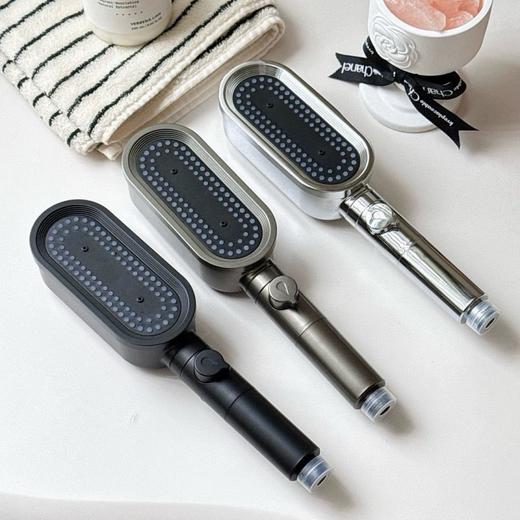 SOOKIE 增压花洒 极光银/曜石黑/钛金灰 三种颜色可选；三档增压 加宽瀑布水幕，全身瞬间包裹，内置加厚滤芯，1秒除氯净化；纳米级细腻水雾，超爽洗澡体验 商品图2