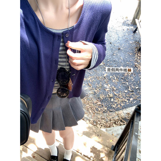 【129元任选2件】最后一波现货！韩系撞色条纹拼接假两件开衫 商品图4