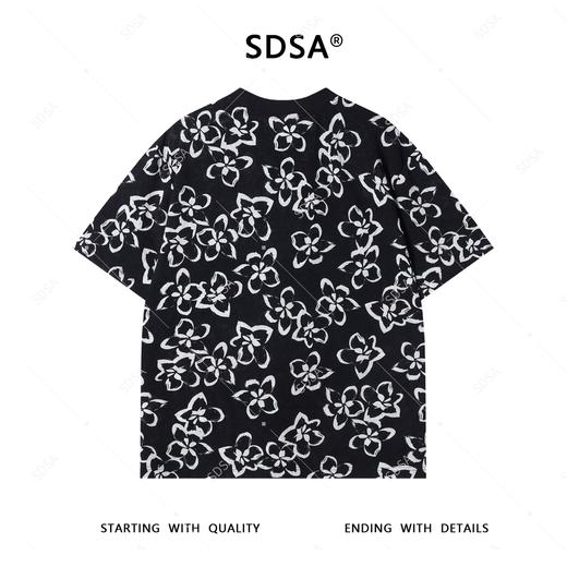 T4407SDSA夏季新款男士痞帅潮牌简约休闲满印撞色花卉印花圆领短袖T恤 商品图5