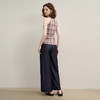 西遇垂感阔腿裤套装女夏季新款格子无袖挂脖短款上衣两件套H0051029 商品缩略图4