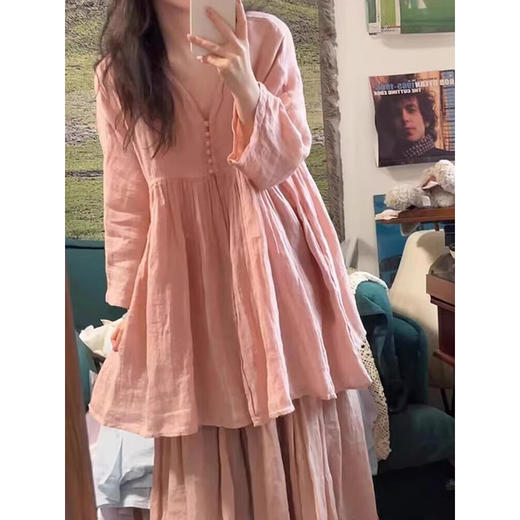 裁缝学苑AS547大摆蓬蓬娃娃衫纸样女装V领长袖棉麻衬衫样板 商品图2