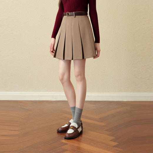 【严选】诗凡黎学院风经典百褶半身裙2025秋新款高腰显瘦百搭减龄JK小短裙7G7140441 商品图3