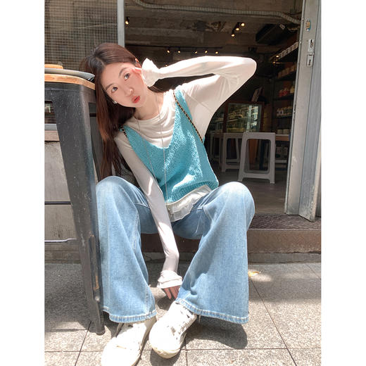 <曾小咸推荐>韩系修身2色下摆花边长袖T恤女 商品图2