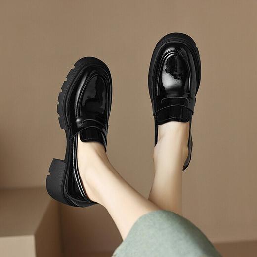 【预售5天】英伦风厚底小皮鞋女时尚粗跟乐福鞋新款春季高跟圆头懒人单鞋HCYYHD&3356 商品图4