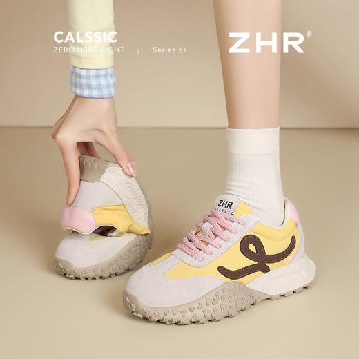 ZHR则则头层猪皮厚底老爹鞋女软底阿甘鞋女多巴胺德训鞋女春秋款 商品图2