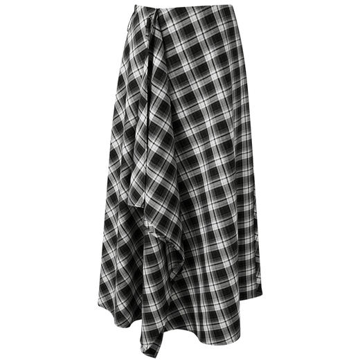 三彩2025秋季新款格纹半身裙不规则A字裙中长裙设计感M 商品图4